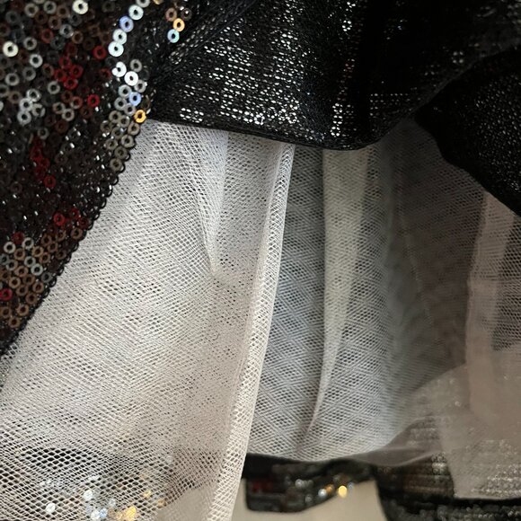 BNWT BEBE Gunmetal Sequined Halter Deep V-Neck Petticoat (S) - Picture 6 of 9